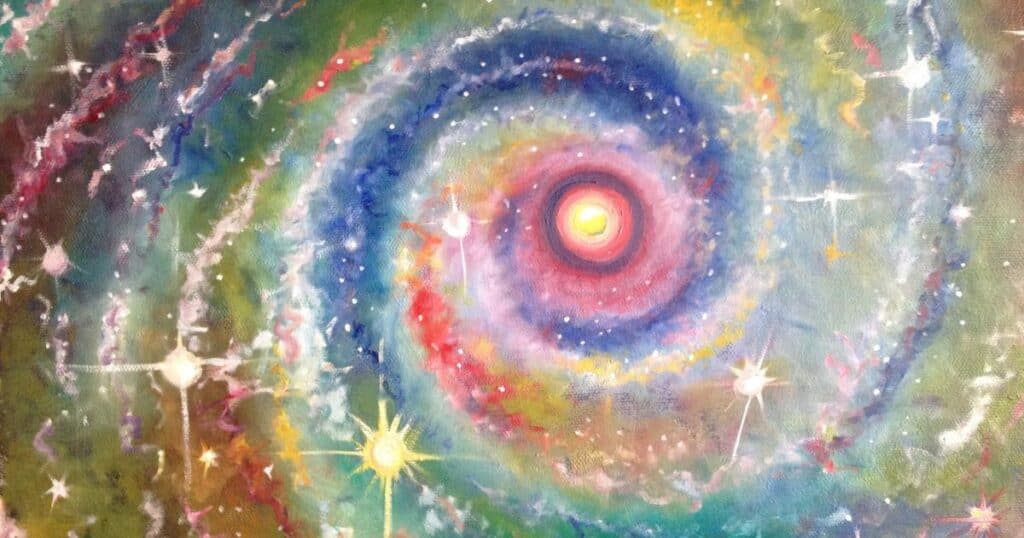 an abstract swirl representing a vibrant dimension or universe